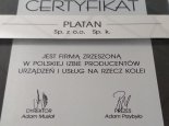 Cертификат подтверждения принадлежности Platan к Польской Палате Производителей Оборудования и Услуг для Железных Дорог (фото Platan).